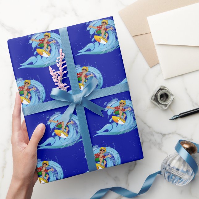 Papel De Regalo Surfer on Blue Wave (Regalar)