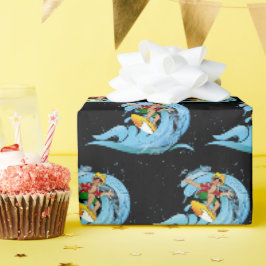 Papel De Regalo Surfer on Blue Wave