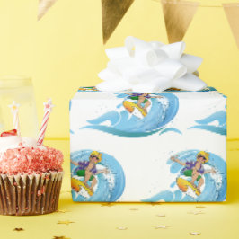 Papel De Regalo Surfer on Blue Wave