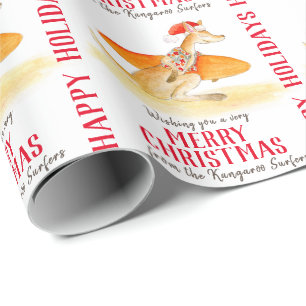 Papel De Regalo Surfing canguro lindo Navidades acuáticos