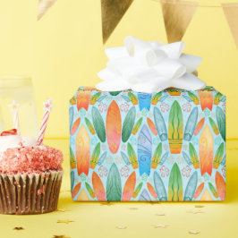 Papel De Regalo Surfing Green Naranja y Blue Summer