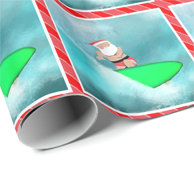 Papel De Regalo Surfing Navidades Beach Holiday Gift (Esquina del rollo)