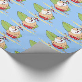 Papel De Regalo Surfing Santa Claus