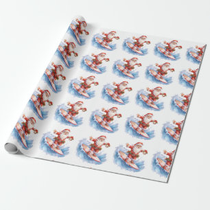 Papel De Regalo Surfing Santa Wrapping Paper