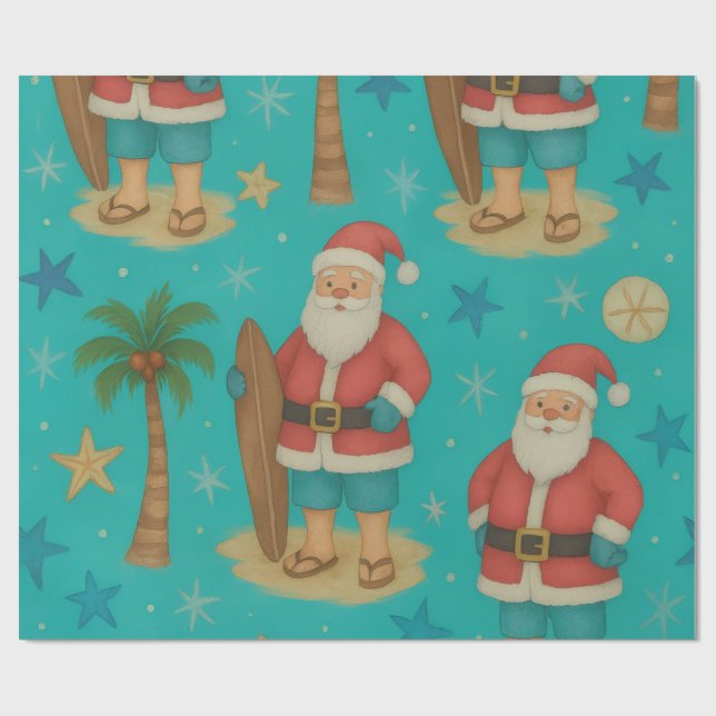 Papel De Regalo SurfSide Santa Stroll (Superficie plana)