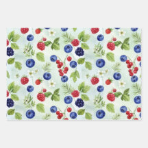 Papel de Regalo Surtido Tema Arándano Hojas Planas