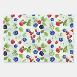 Papel de Regalo Surtido Tema Arándano Hojas Planas