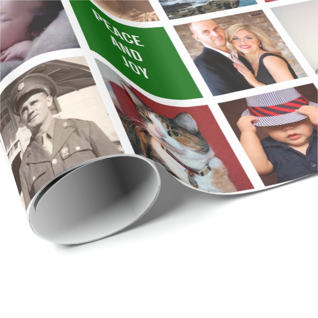 Papel De Regalo Sus propias fotos | Personalizado 51-Image Collage (Esquina del rollo)