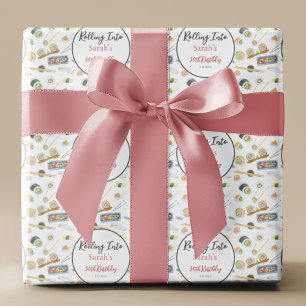 Papel De Regalo Sushi acuarela y sashimi nombre de cumpleaños de c