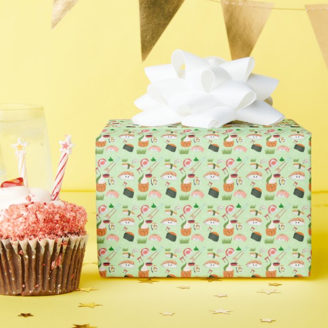 Papel De Regalo Sushi Feliz Kawaii  (Fiesta de cumpleaños )
