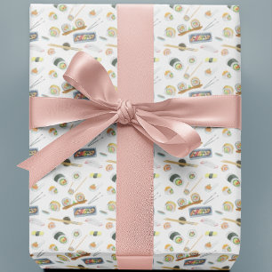 Papel De Regalo Sushi y Sashimi Acuarela 