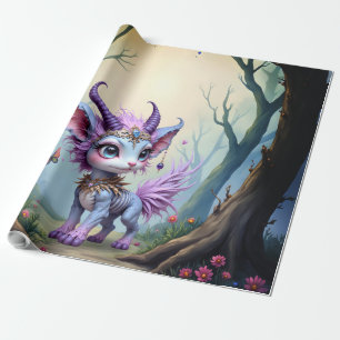 Papel De Regalo Susurro de Lila – Guardián del Bosque Encantado. 