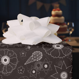 Papel De Regalo Sutil patrón floral contemporáneo blanco y negro