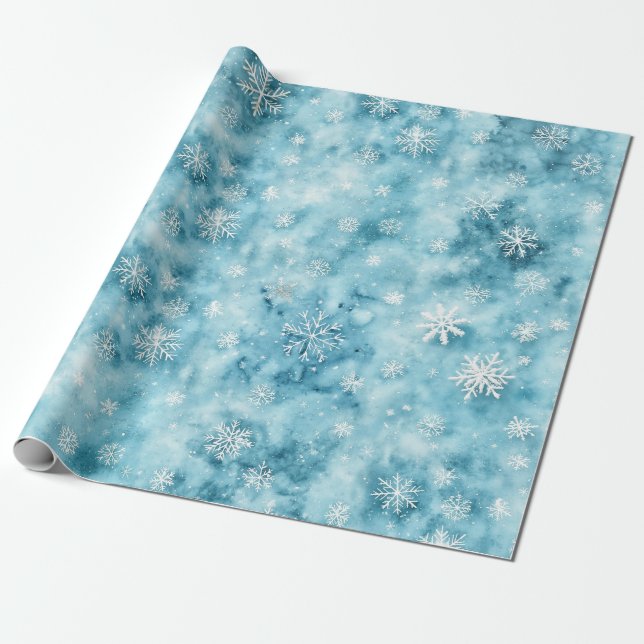 Papel De Regalo Sutiles Copos de Nieve (Desenrollado)