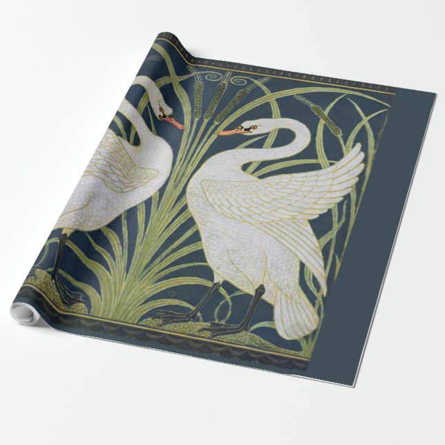 Papel De Regalo Swan Art Nouveau Dos Cisnes (Desenrollado)
