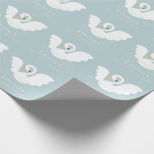 Papel De Regalo Swan Princess Chica azul moderno Cumpleaños