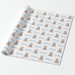 Papel De Regalo Sweet Blue Teddy Bear Bow Tie Baby Shower