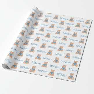Papel De Regalo Sweet Blue Teddy Bear Bow Tie Baby Shower