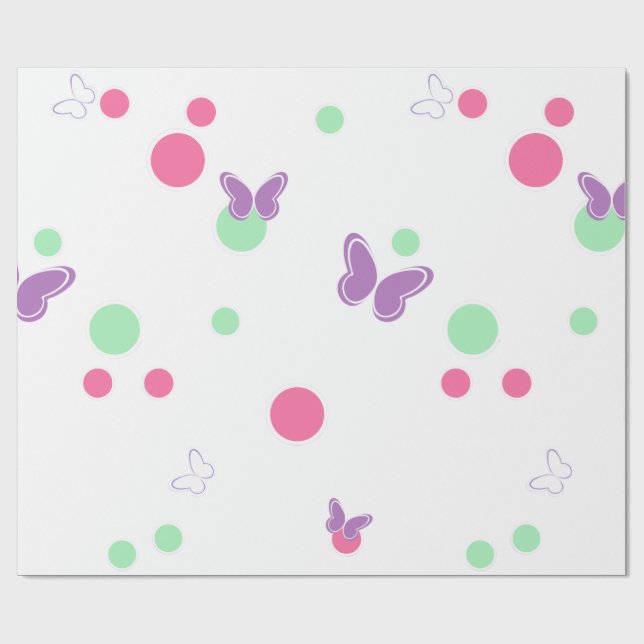 Papel De Regalo sweet butterflies and polka dots (Superficie plana)