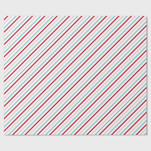 Papel De Regalo Sweet Candy Stripe Red Pink Blue Holiday/Bday  (Superficie plana)