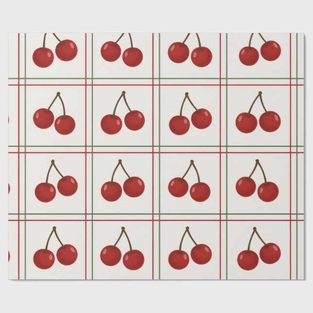 Papel De Regalo 🎁 Sweet Cherry Holiday Gift Wrap Collection (Superficie plana)