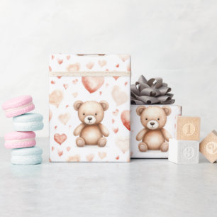Papel De Regalo Sweet Cute Teddy Bear Heart Baby Shower