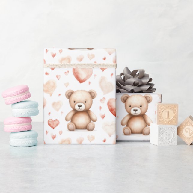 Papel De Regalo Sweet Cute Teddy Bear Heart Baby Shower (Baby Shower)