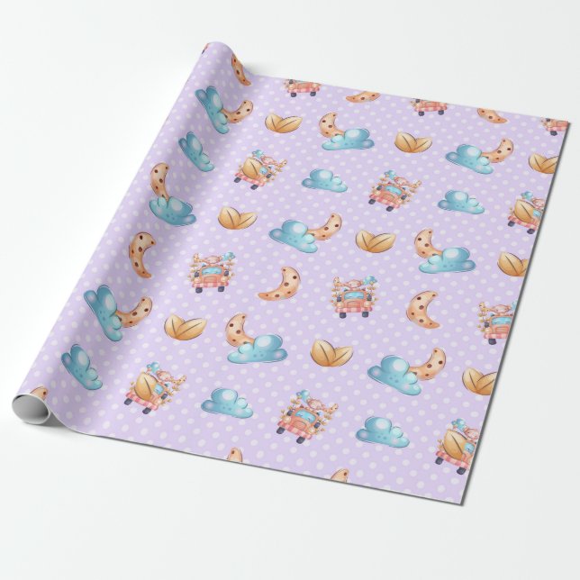 Papel De Regalo Sweet Dreams Baby Monkey Pattern (Desenrollado)