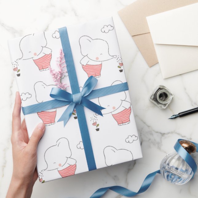 Papel De Regalo Sweet Elephant Seamless Pattern Design  (Regalar)