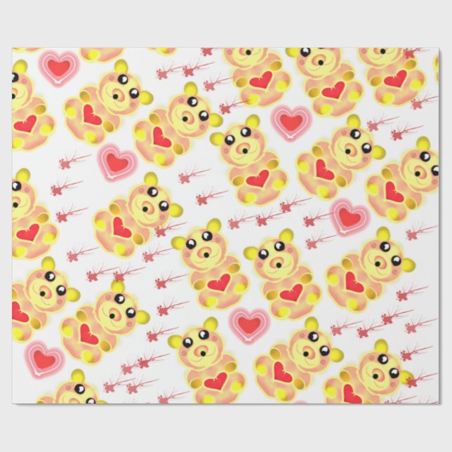 Papel De Regalo Sweet Heart Bear Nursery Pattern (Superficie plana)