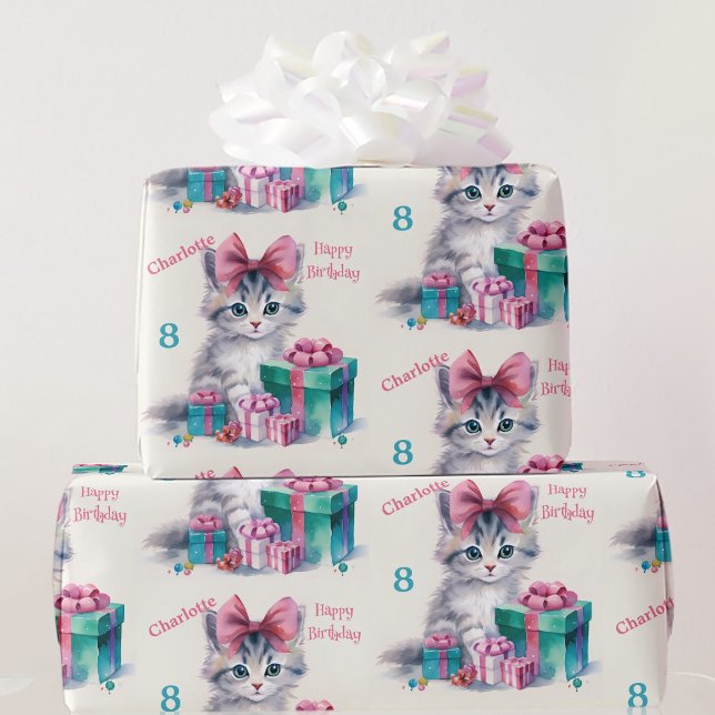 Papel De Regalo Sweet Kitty Happy Birday Chica Nombre Edad (Subido por el creador)
