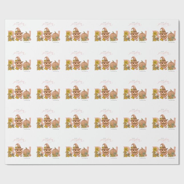 Papel De Regalo Sweet Little patch pumpkin florals is on the way (Superficie plana)