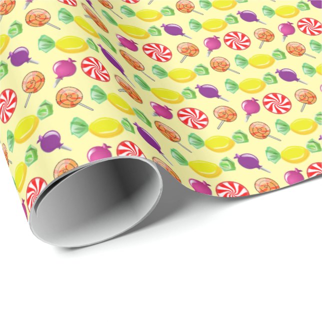Papel De Regalo Sweet Mix Candy Pattern Yellow (Esquina del rollo)