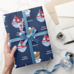 Papel De Regalo Sweet Sailor Bear<br><div class="desc">El Adorable diseño de temática náutica incluye un bonito ilustracion de un mono vestido de marinero y un velero azul claro y rojo. Personalízalo con un nombre o texto de su elección para un diseño único.</div>