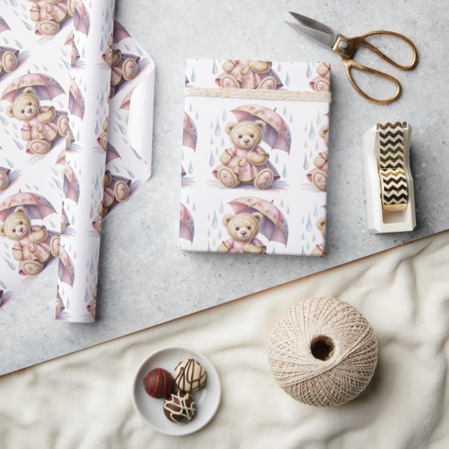 Papel De Regalo Sweet Teddy Bear Girl Baby Shower Favor (Artesanía)