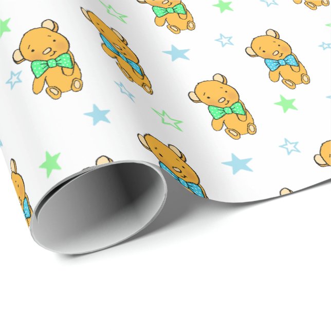 Papel De Regalo Sweet Teddy Bear Teddy Bear Baby Shower (Esquina del rollo)