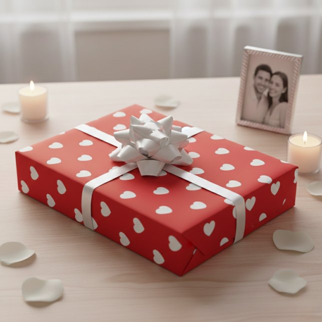 Papel De Regalo Sweetheart Red & White Valentine Hearts (Sweetheart Red & White Valentine Hearts Wrapping Paper)
