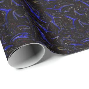 Papel De Regalo "Swirl galáctico: El Mármol Espacial Azul y Negro"