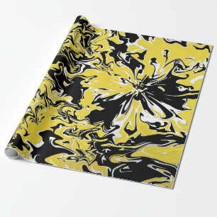 Papel De Regalo Swirls de negro, blanco y amarillo