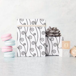 Papel De Regalo Swirls en blanco y negro