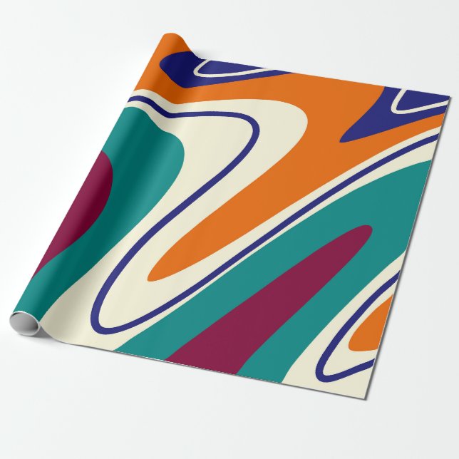 Papel De Regalo Swirls Retro - Estilo clásico de los años 70 (Desenrollado)