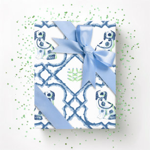 Papel De Regalo Swoon Staffordshire Dogs Trellis Pizarra y Verde