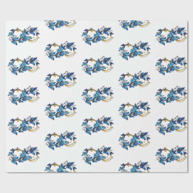 Papel De Regalo Symbol Infinity of Blue Morpho Butterflies (Superficie plana)