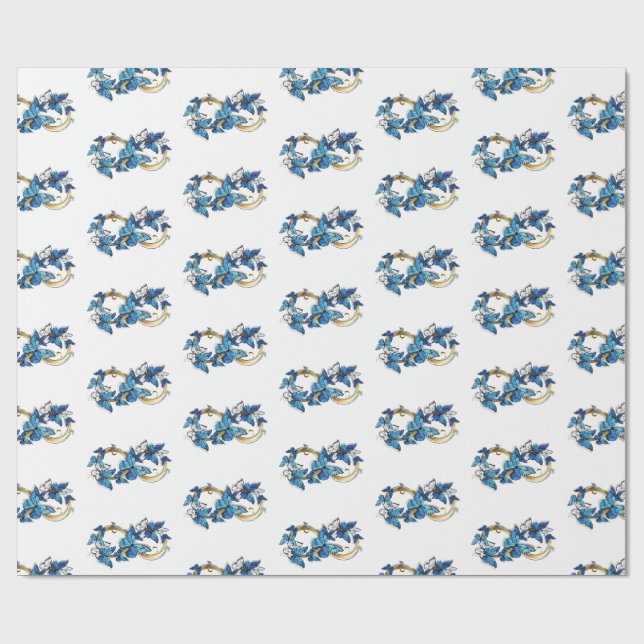 Papel De Regalo Symbol Infinity of Blue Morpho Butterflies (Superficie plana)
