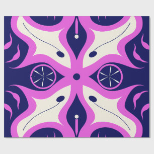 Papel De Regalo Symmetrical Abstract Pattern in Purple and White