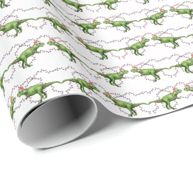 Papel De Regalo T-Rex Holiday Wrapping Paper (Esquina del rollo)