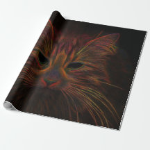 Tabby Cat Design Naranja Copper Black Photo Art