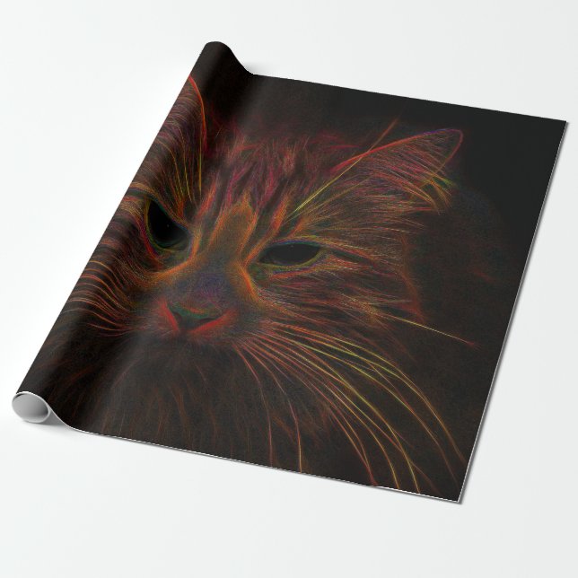Papel De Regalo Tabby Cat Design Naranja Copper Black Photo Art (Desenrollado)