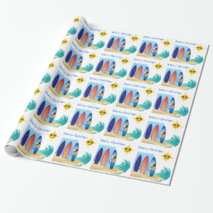 Papel De Regalo Tabla hawaiana tropical de la playa y Felices