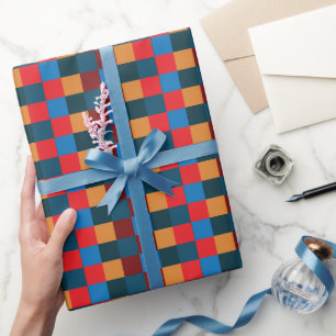 Papel De Regalo Tablero de Damas de Cuadros de Color Moderno